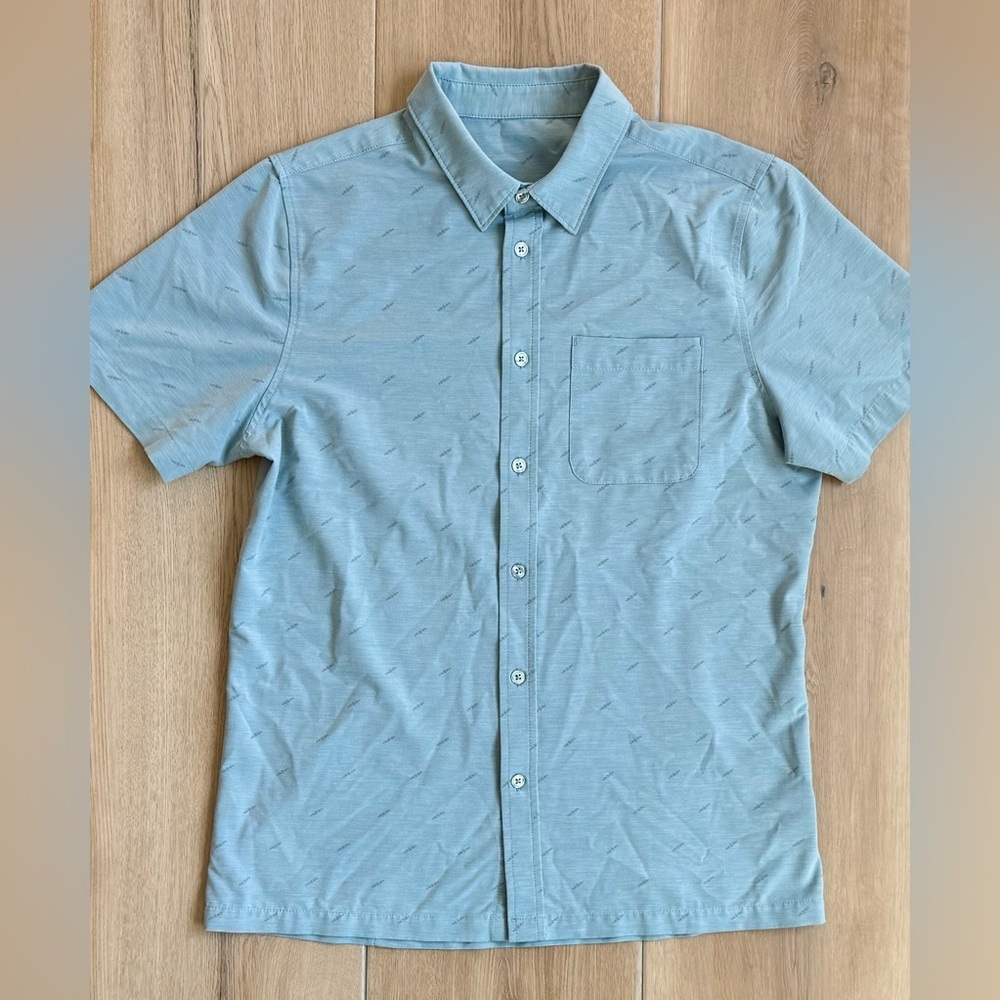 Vuori Steel Blue Short-Sleeve Button-Down Shirt Size S